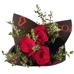 Ramo de 3 rosas y Follaje del día