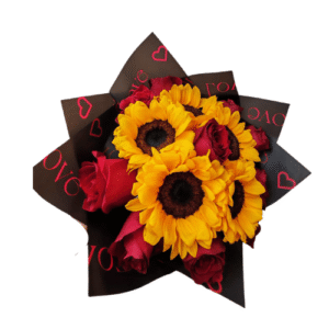 Ramo de 5 Girasoles + 10 rosas