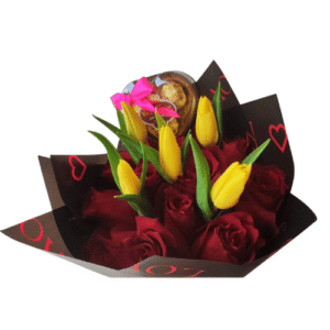 Ramo de 13 Rosas y 5 Tulipanes
