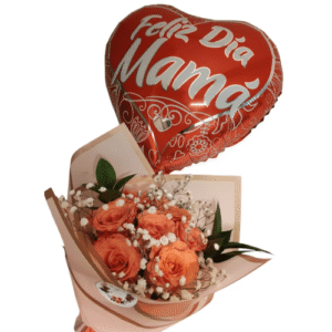 Ramo de 7 rosas + gypo + Globo