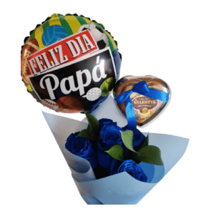 Ramo de 5 Rosas Azules + Valente + Globo